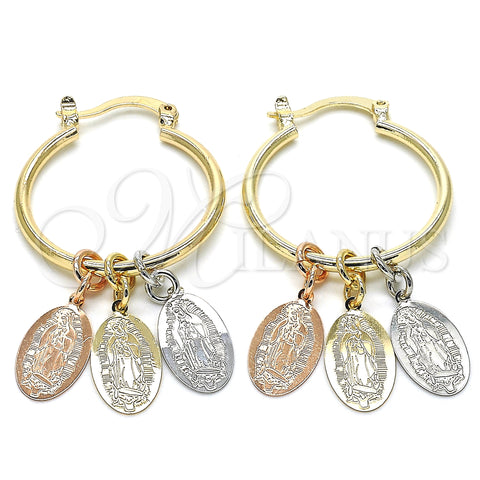 Argolla Pequeña 02.63.2631.1.25 Oro Laminado, Diseño de Guadalupe, Pulido, Tres Tonos