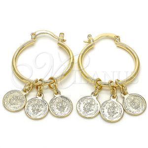 Argolla Pequeña 02.63.2633.25 Oro Laminado, Diseño de San Benito, Pulido, Tono Dorado