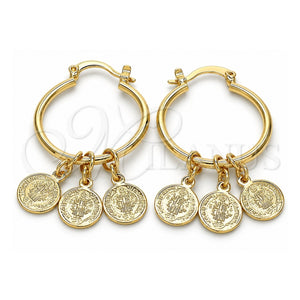 Argolla Pequeña 02.63.2633.25 Oro Laminado, Diseño de San Benito, Pulido, Tono Dorado