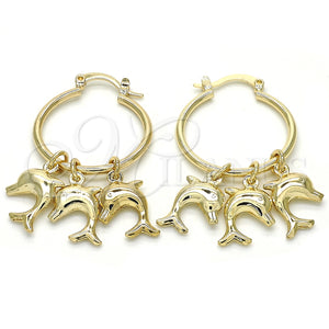Argolla Pequeña 02.63.2634.25 Oro Laminado, Diseño de Delfín, Pulido, Tono Dorado