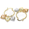Argolla Pequeña 02.63.2635.1.25 Oro Laminado, Diseño de Corazón, Pulido, Tres Tonos