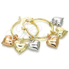 Argolla Pequeña 02.63.2635.1.25 Oro Laminado, Diseño de Corazón, Pulido, Tres Tonos