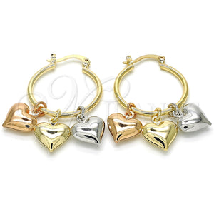 Argolla Pequeña 02.63.2635.1.25 Oro Laminado, Diseño de Corazón, Pulido, Tres Tonos