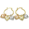 Argolla Pequeña 02.63.2635.1.25 Oro Laminado, Diseño de Corazón, Pulido, Tres Tonos