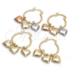 Argolla Pequeña 02.63.2635.1.25 Oro Laminado, Diseño de Corazón, Pulido, Tres Tonos