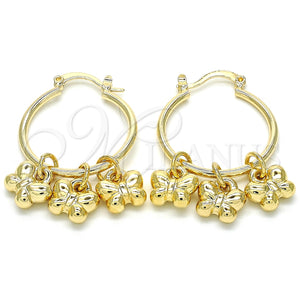 Argolla Pequeña 02.63.2636.25 Oro Laminado, Diseño de Mariposa, Pulido, Tono Dorado