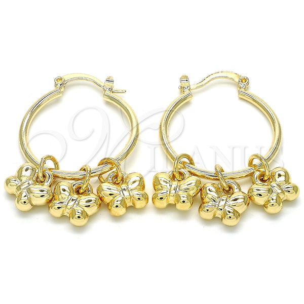 Argolla Pequeña 02.63.2636.25 Oro Laminado, Diseño de Mariposa, Pulido, Tono Dorado