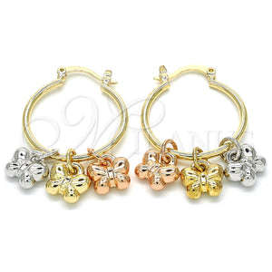 Argolla Pequeña 02.63.2636.1.25 Oro Laminado, Diseño de Mariposa, Pulido, Tres Tonos