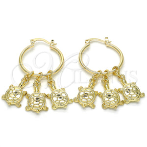 Argolla Pequeña 02.63.2637.25 Oro Laminado, Diseño de Tortuga, Pulido, Tono Dorado