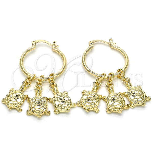 Argolla Pequeña 02.63.2637.25 Oro Laminado, Diseño de Tortuga, Pulido, Tono Dorado