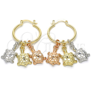 Argolla Pequeña 02.63.2637.1.25 Oro Laminado, Diseño de Tortuga, Pulido, Tres Tonos