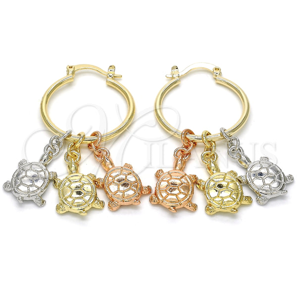 Argolla Pequeña 02.63.2637.1.25 Oro Laminado, Diseño de Tortuga, Pulido, Tres Tonos