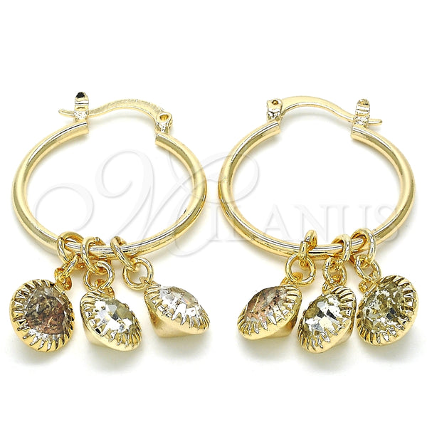 Argolla Pequeña 02.63.2638.25 Oro Laminado, con Blanca Cristal, Pulido, Tono Dorado