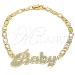 Pulsera Elegante 03.63.1965.08 Oro Laminado, Diseño de Con Nombre, Pulido, Tono Dorado (04 MM Thickness, 8 Inches Length)