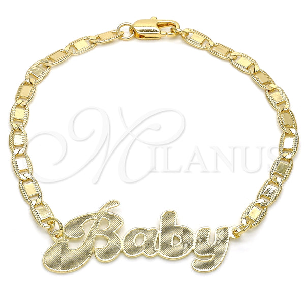 Pulsera Elegante 03.63.1965.08 Oro Laminado, Diseño de Con Nombre, Pulido, Tono Dorado (04 MM Thickness, 8 Inches Length)