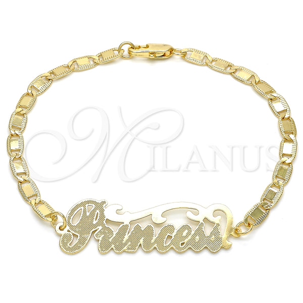Pulsera Elegante 03.63.1966.08 Oro Laminado, Diseño de Con Nombre, Pulido, Tono Dorado (04 MM Thickness, 8 Inches Length)