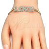 Pulsera Elegante 03.63.1968.08 Oro Laminado, Diseño de Con Nombre y Amor, Pulido, Tono Dorado (04 MM Thickness, 8 Inches Length)