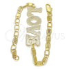 Pulsera Elegante 03.63.1968.08 Oro Laminado, Diseño de Con Nombre y Amor, Pulido, Tono Dorado (04 MM Thickness, 8 Inches Length)