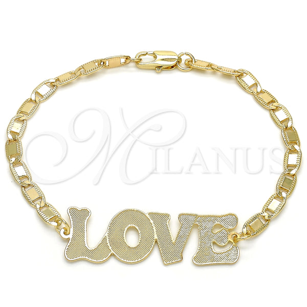 Pulsera Elegante 03.63.1968.08 Oro Laminado, Diseño de Con Nombre y Amor, Pulido, Tono Dorado (04 MM Thickness, 8 Inches Length)