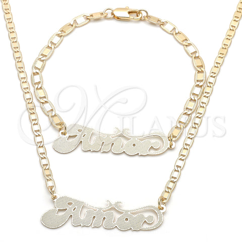 Collar y Pulsera 06.63.0233 Oro Laminado, Pulido, Tono Dorado