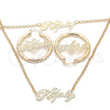Collar, Pulsera y Dije 06.63.0236 Oro Laminado, Pulido, Tono Dorado