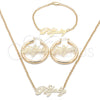 Collar, Pulsera y Dije 06.63.0236 Oro Laminado, Pulido, Tono Dorado