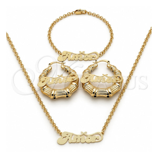 Collar, Pulsera y Dije 06.63.0237 Oro Laminado, Pulido, Tono Dorado