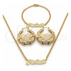 Collar, Pulsera y Dije 06.63.0237 Oro Laminado, Pulido, Tono Dorado