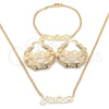 Collar, Pulsera y Dije 06.63.0237 Oro Laminado, Pulido, Tono Dorado