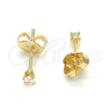 Arete Dormilona 02.63.2644 Oro Laminado, con Blanca Zirconia Cubica, Pulido, Tono Dorado