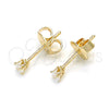 Arete Dormilona 02.63.2644 Oro Laminado, con Blanca Zirconia Cubica, Pulido, Tono Dorado