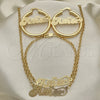 Collar, Pulsera y Dije 06.63.0238 Oro Laminado, Pulido, Tono Dorado