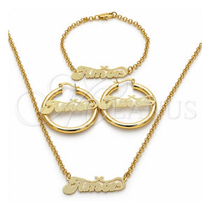 Collar, Pulsera y Dije 06.63.0238 Oro Laminado, Pulido, Tono Dorado