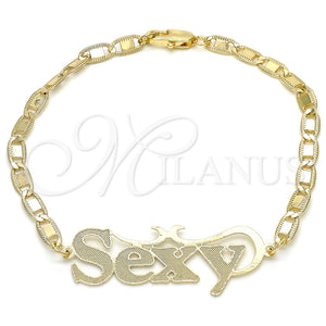 Pulsera Elegante 03.63.1970.08 Oro Laminado, Diseño de Con Nombre, Pulido, Tono Dorado (04 MM Thickness, 8 Inches Length)