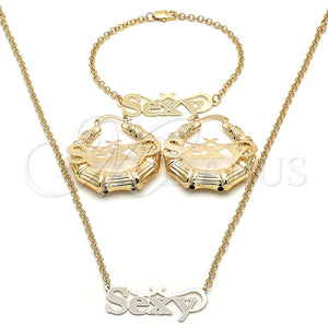 Collar, Pulsera y Dije 06.63.0242 Oro Laminado, Pulido, Tono Dorado