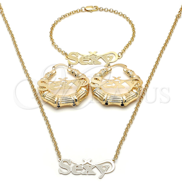 Collar, Pulsera y Dije 06.63.0242 Oro Laminado, Pulido, Tono Dorado