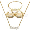 Collar, Pulsera y Dije 06.63.0242 Oro Laminado, Pulido, Tono Dorado