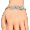 Pulsera Elegante 03.63.1972.08 Oro Laminado, Diseño de Con Nombre y Amor, Pulido, Tono Dorado (04 MM Thickness, 8 Inches Length)