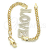 Pulsera Elegante 03.63.1972.08 Oro Laminado, Diseño de Con Nombre y Amor, Pulido, Tono Dorado (04 MM Thickness, 8 Inches Length)