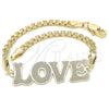 Pulsera Elegante 03.63.1972.08 Oro Laminado, Diseño de Con Nombre y Amor, Pulido, Tono Dorado (04 MM Thickness, 8 Inches Length)