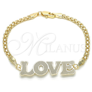Pulsera Elegante 03.63.1972.08 Oro Laminado, Diseño de Con Nombre y Amor, Pulido, Tono Dorado (04 MM Thickness, 8 Inches Length)