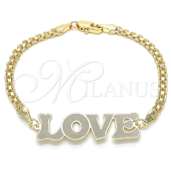 Pulsera Elegante 03.63.1972.08 Oro Laminado, Diseño de Con Nombre y Amor, Pulido, Tono Dorado (04 MM Thickness, 8 Inches Length)
