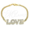 Pulsera Elegante 03.63.1972.08 Oro Laminado, Diseño de Con Nombre y Amor, Pulido, Tono Dorado (04 MM Thickness, 8 Inches Length)