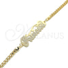 Pulsera Elegante 03.63.1973.08 Oro Laminado, Diseño de Con Nombre, Pulido, Tono Dorado (04 MM Thickness, 8 Inches Length)
