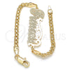 Pulsera Elegante 03.63.1973.08 Oro Laminado, Diseño de Con Nombre, Pulido, Tono Dorado (04 MM Thickness, 8 Inches Length)