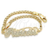 Pulsera Elegante 03.63.1973.08 Oro Laminado, Diseño de Con Nombre, Pulido, Tono Dorado (04 MM Thickness, 8 Inches Length)