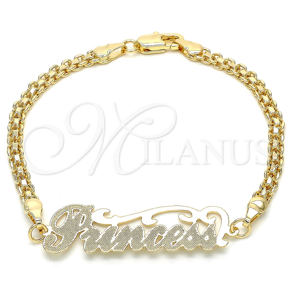 Pulsera Elegante 03.63.1973.08 Oro Laminado, Diseño de Con Nombre, Pulido, Tono Dorado (04 MM Thickness, 8 Inches Length)