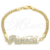Pulsera Elegante 03.63.1973.08 Oro Laminado, Diseño de Con Nombre, Pulido, Tono Dorado (04 MM Thickness, 8 Inches Length)