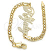 Pulsera Elegante 03.63.1974.08 Oro Laminado, Diseño de Con Nombre, Pulido, Tono Dorado (04 MM Thickness, 8 Inches Length)
