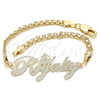 Pulsera Elegante 03.63.1974.08 Oro Laminado, Diseño de Con Nombre, Pulido, Tono Dorado (04 MM Thickness, 8 Inches Length)
